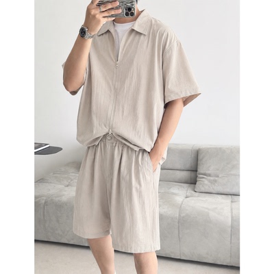 莱赛尔夏季休闲套装男士日系宽松