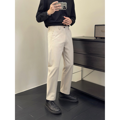 斜纹肌理感抗皱抗起球西裤男士