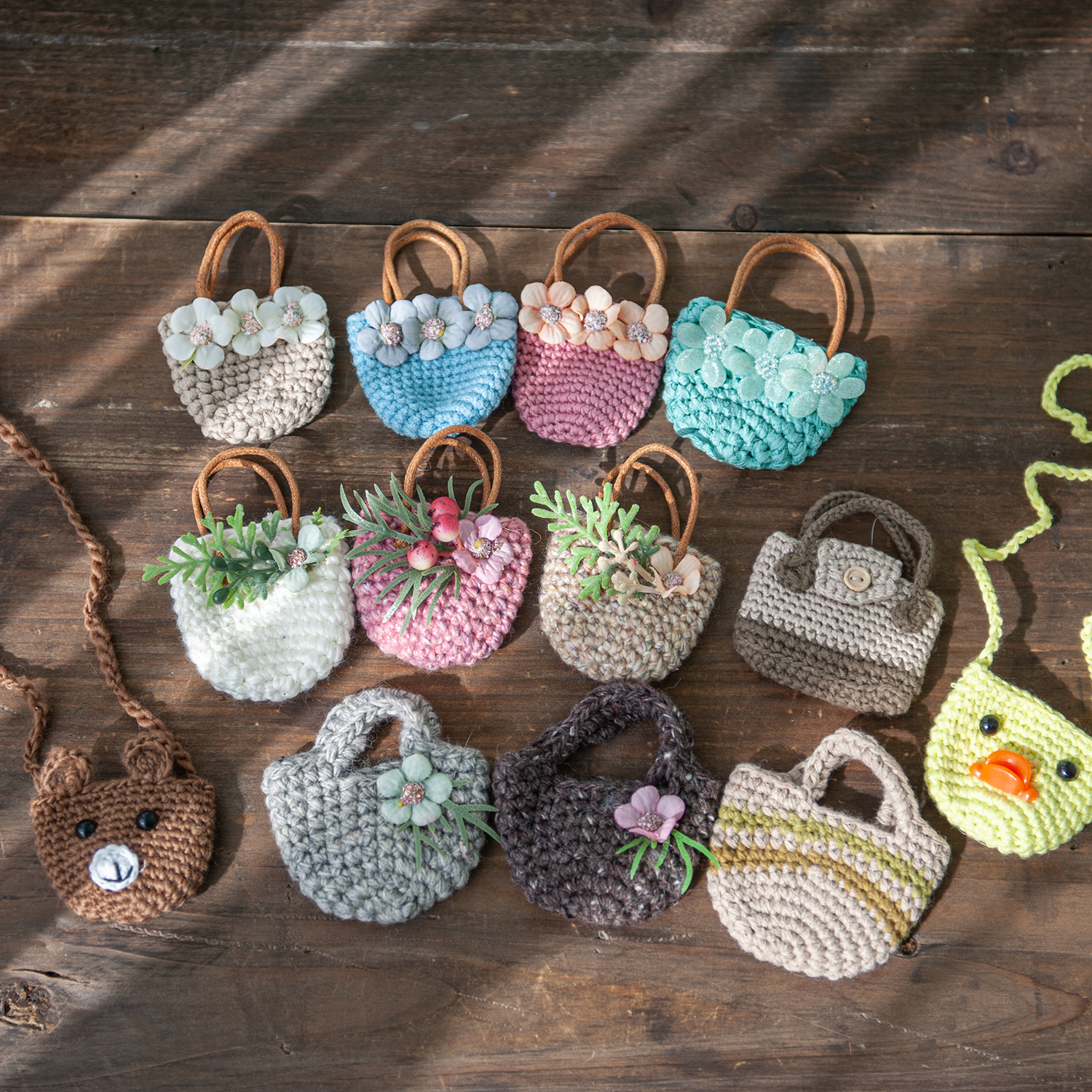 新生儿手工钩针小卡通森系娃娃屋拍照摄影道具装饰创意手提包包