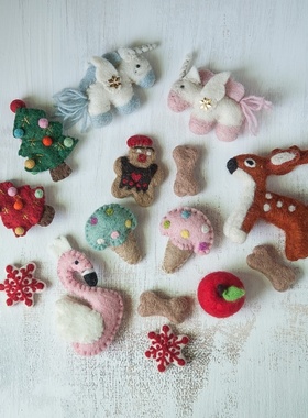 新生儿羊毛毡彩虹姜饼人圣诞树