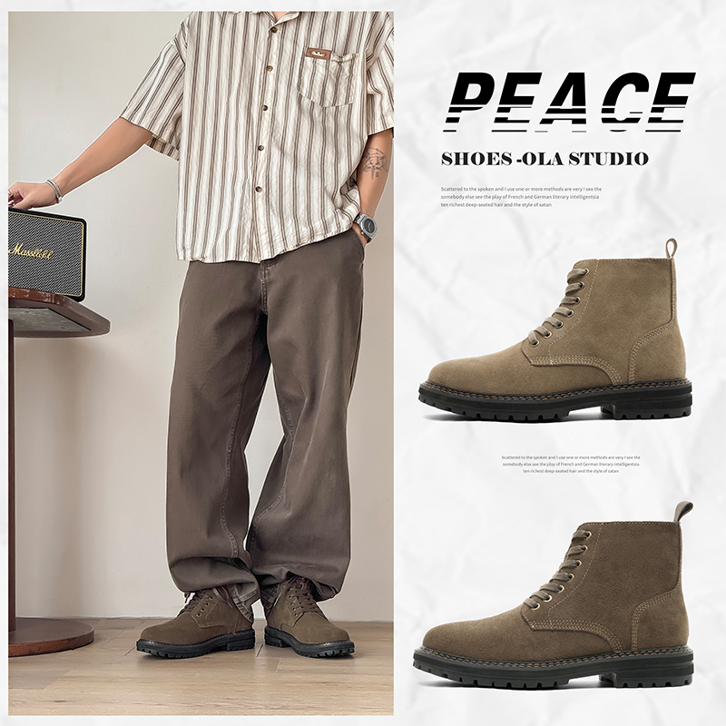 马丁靴男2025新款高帮复古沙漠靴