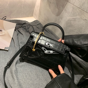 高级感鳄鱼纹手提小方包女 复古锁扣迷你小包 通勤单肩斜挎手提包