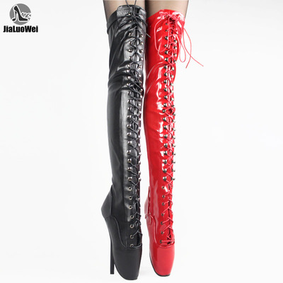 芭蕾定制漆皮过膝长靴高跟靴