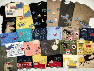 夏款 100 T恤衫 男童精刺绣短袖 纯棉 130cm日单码 120 110 0700