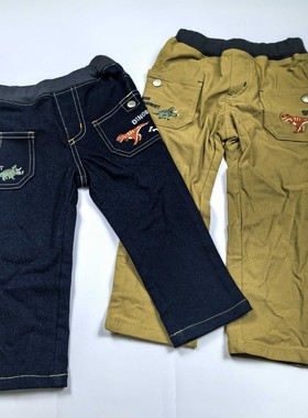 06358 80 90 100 110cm日单码 秋冬款 kladskap 男童恐龙刺绣长裤