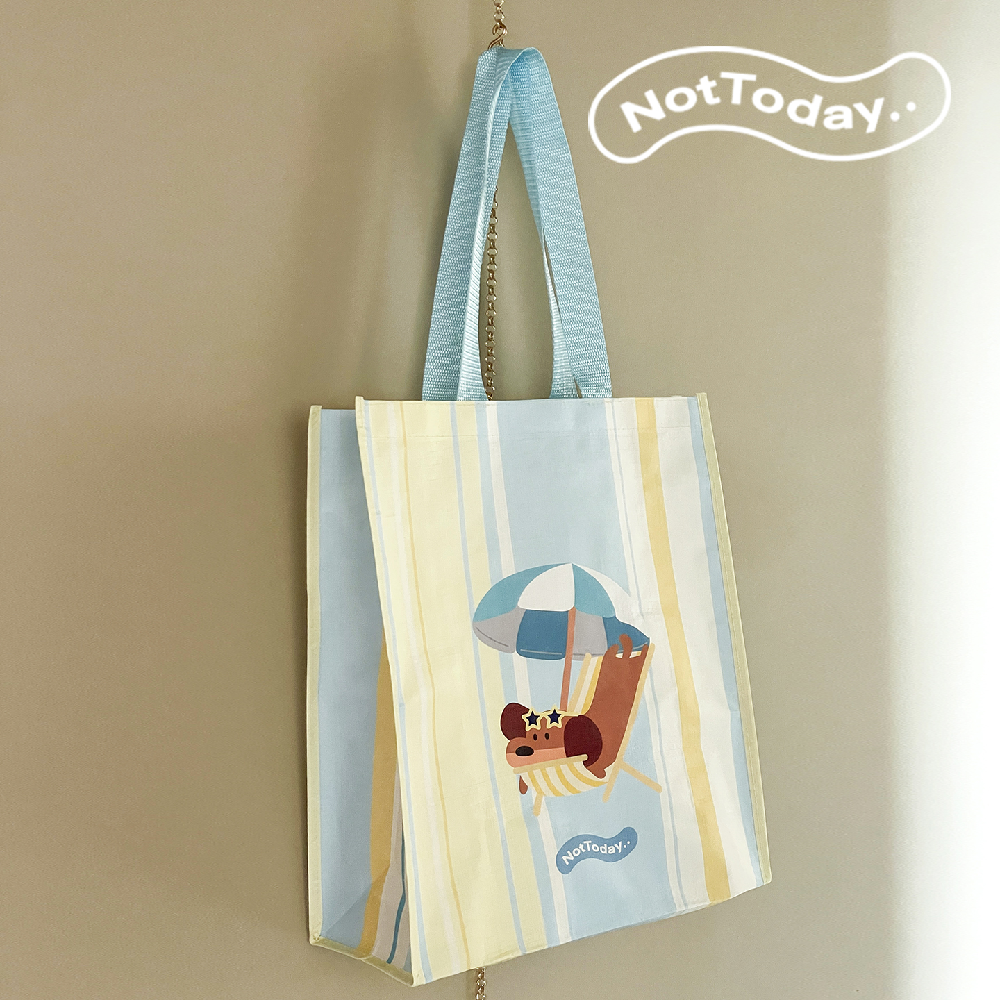 NotToday|度假小狗礼品袋手提防水彩色可爱环保购物袋编织袋