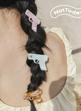 NotToday|爱心枪枪发夹！原创设计刘海夹边夹鸭嘴夹醋酸发饰头饰
