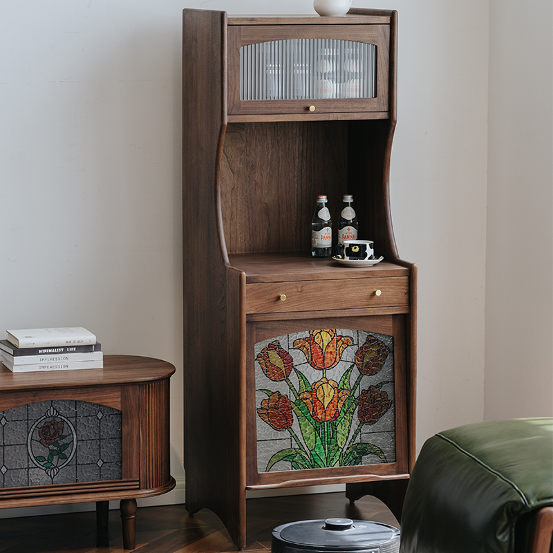 物应黑胡桃木扫地机器人高柜