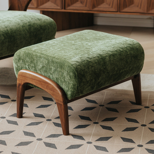 物应黑胡桃木实木北欧布艺沙发脚踏沙发凳换鞋凳贵妃小凳子坐凳