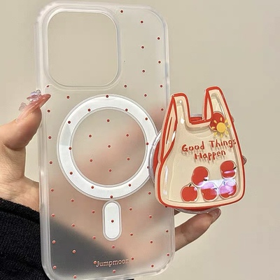 摇摇乐购物袋红苹果磁吸支架适用iphone15promax16手机壳苹果1413防摔11/12promax磨砂xs/xr肤感87plus超好看