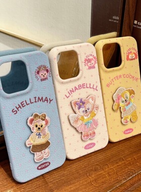 卡通可爱刺绣雪莉玫适用iphone15promax14手机壳苹果16软iphone13防摔11/12promax保暖xs/xr皮质6s8p/7plus女