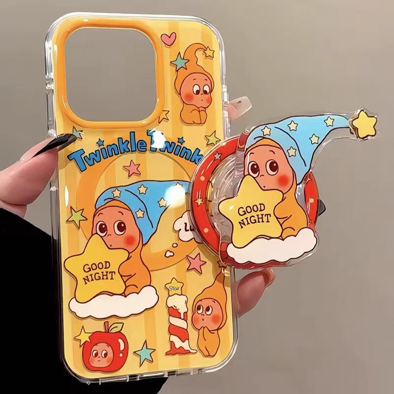 ins风长帽星星人磁吸支架适用iPhone15promax苹果16pro手机壳13防摔141211全包17promax新款xsxr女78plus双层