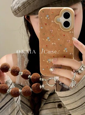 日韩秋冬麂皮满屏小碎花适用iPhone16苹果15promax手机壳1413pro防摔12/11全包14promax软壳xsmax/xr女78plus