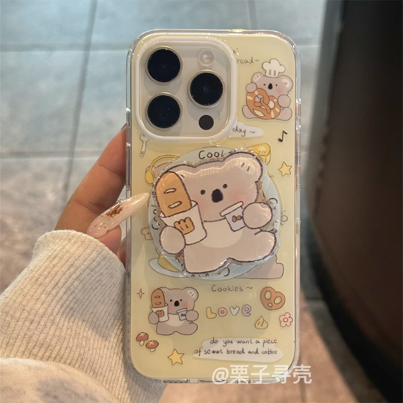 ins韩风卡套面包考拉磁吸支架适用iphone15苹果14/13promax手机壳1211promax防摔15plus全包xs/xr软78p保护套