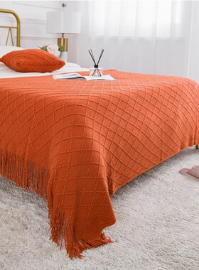 民宿床尾巾宾馆床围巾床尾旗床搭条千鸟格酒店专用床尾毯床旗床盖