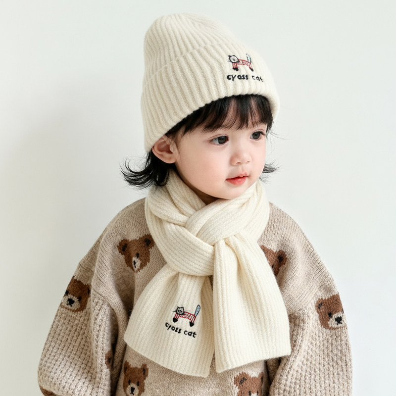 儿童帽子毛线帽围巾两件套秋冬季男女童保暖帽宝宝套头针织帽可爱,童装/婴儿装/亲子装,帽子,淘宝优惠券,粉丝福利购,淘宝优惠卷
