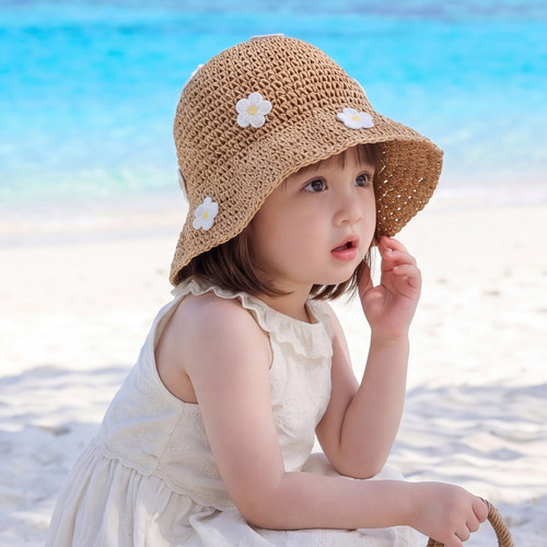 亲子海边沙滩度假草帽夏季遮阳帽