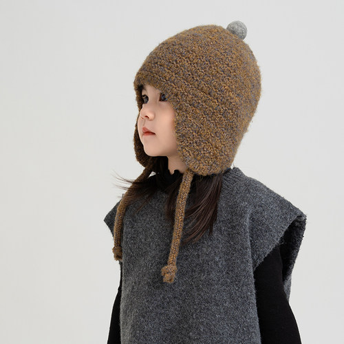 韩版儿童秋冬季针织毛线帽护耳帽