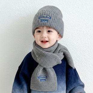 儿童帽子围巾两件套秋冬季宝宝针织保暖毛线帽男童女童套头帽百搭