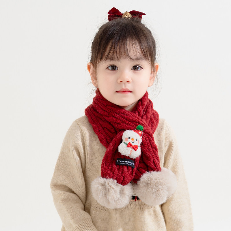 儿童围巾秋冬季女童圣诞新年毛球针织围脖男宝宝保暖防风护颈可爱,童装/婴儿装/亲子装,围巾,淘宝优惠券,粉丝福利购,淘宝优惠卷