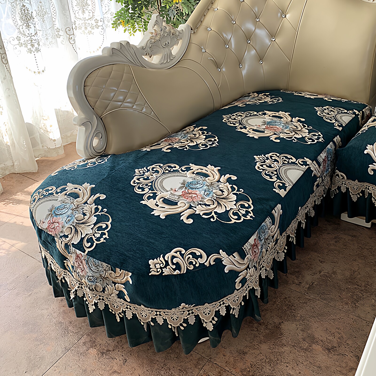 定做沙发巧心思雪尼尔防滑套罩