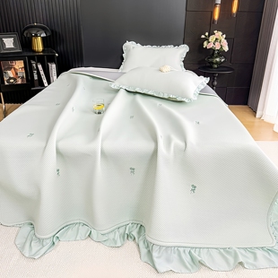 新款夏季冰丝凉席软席床裙三件套凉感床盖床罩单带裙边可折叠水洗