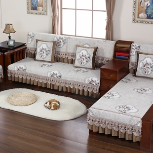 现代中式沙发垫雪尼尔座垫新中式坐垫沙发套罩盖布巾防滑四季通用