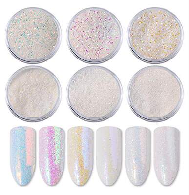 YesLady White Holographic Sequins 3D Nail Art Glitters Powde