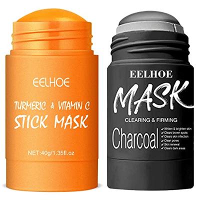 2 Pack Turmeric Clay Stick Mask + Charcoal Mask Stick for Fa