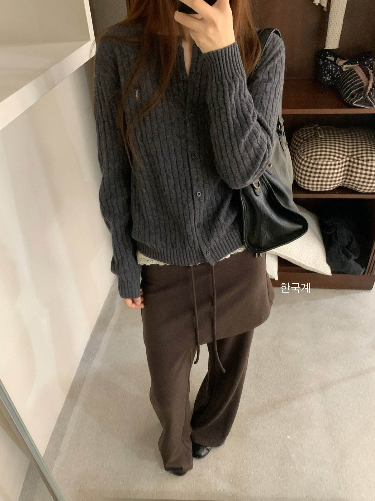 秋款韩版宽松彩色刺绣马百搭圆领纯羊毛麻花针织开衫毛衣外套女