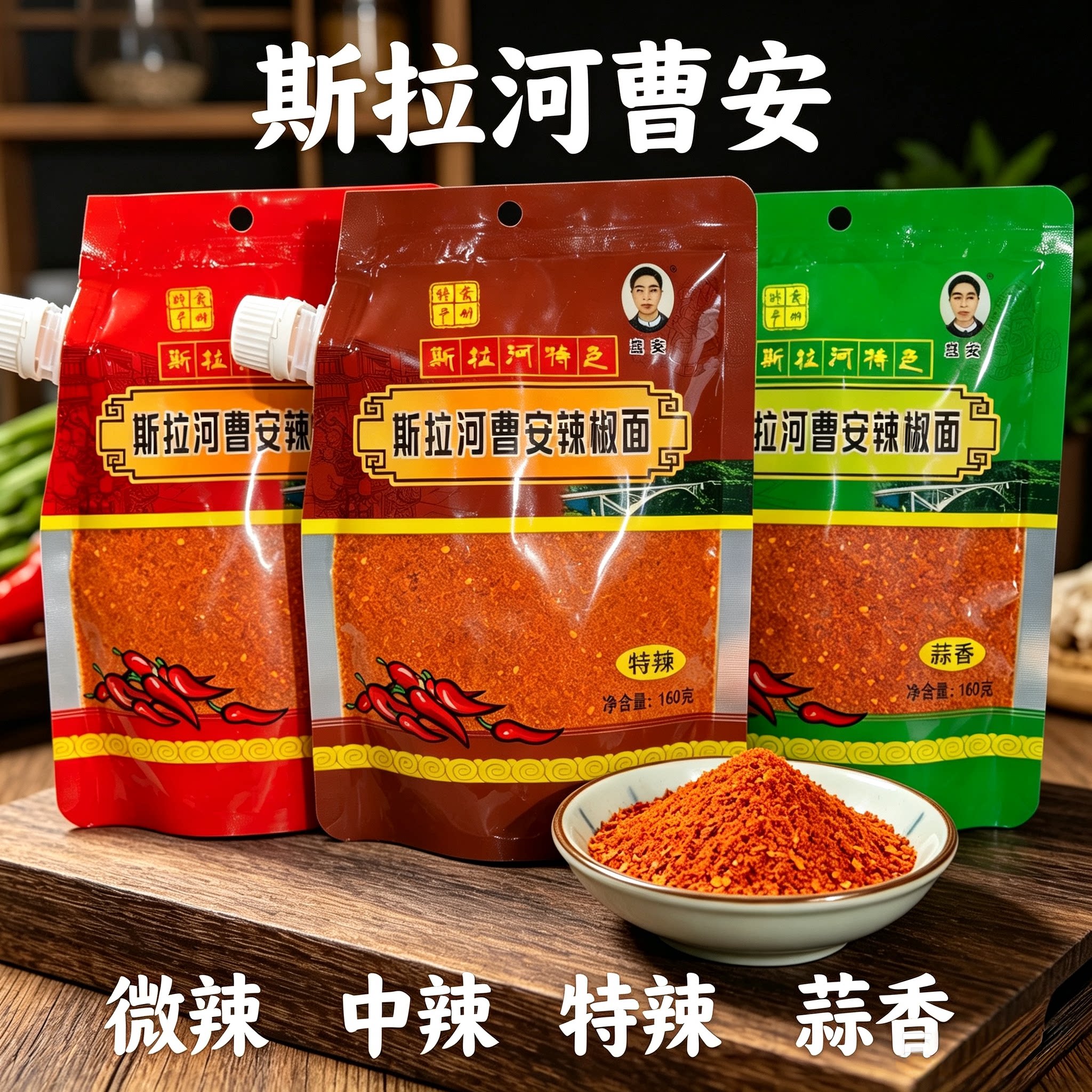 斯拉河曹安五香辣椒面麻辣蘸料烧烤烙锅香辣斯拉河干碟160g400g