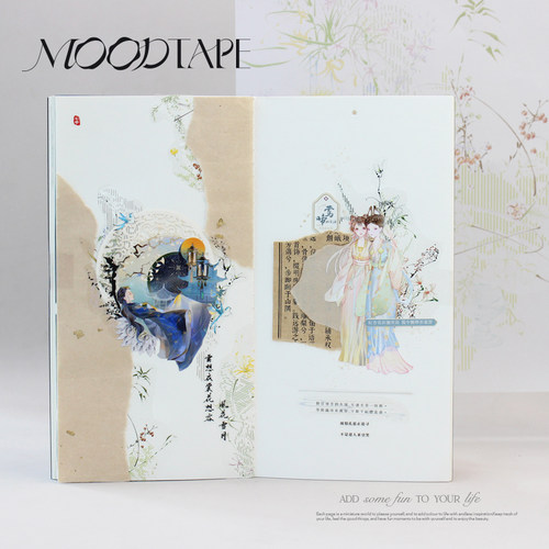 moodtape.美如兰馥比仙原创古风人物手帐胶带分装咕卡贴纸pet和纸