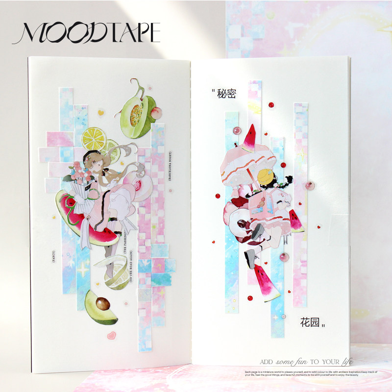 moodtape.风漾粉樱人物原创手帐胶带咕卡贴纸pet和纸景物胶带分装