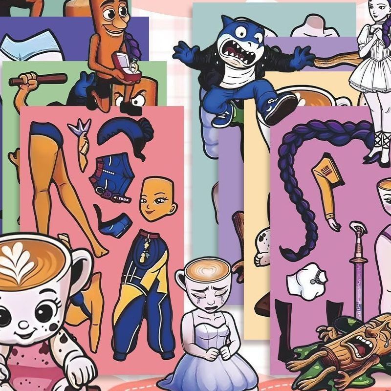 山海经猎魔女团版换装贴纸人物儿童创意手工益智玩具趣味diy贴画,文具电教/文化用品/商务用品,贴纸/立体贴纸,淘宝优惠券,粉丝福利购,淘宝优惠卷