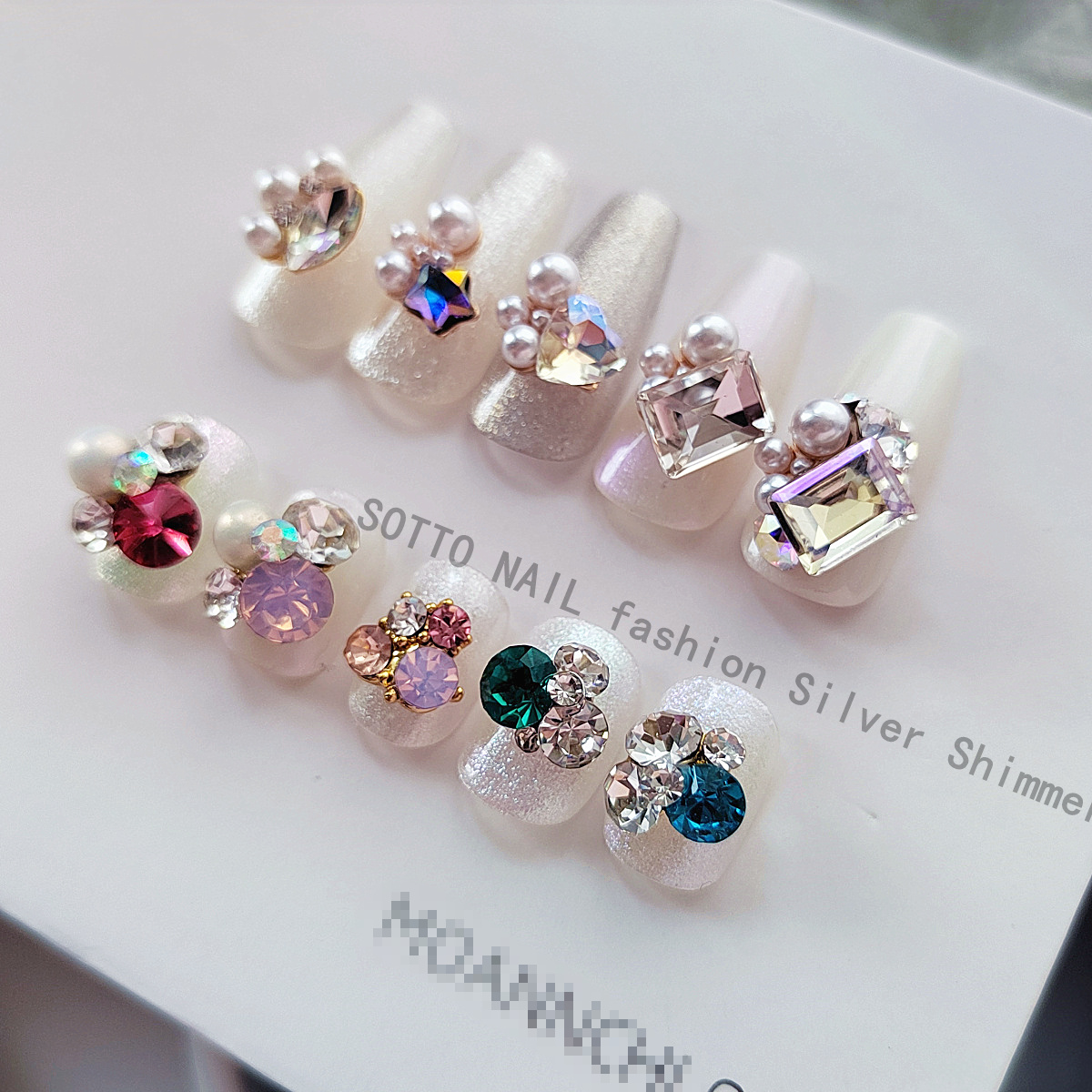 超火珍珠堆钻美甲饰品水钻组合星星k9糖块水晶钻球底托款指甲配饰