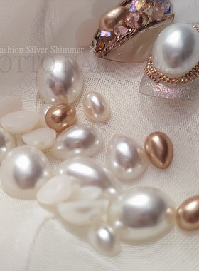SOTTO日式美甲珍珠巴洛克精灵大号椭圆纯白色珍珠水滴香槟混装搭