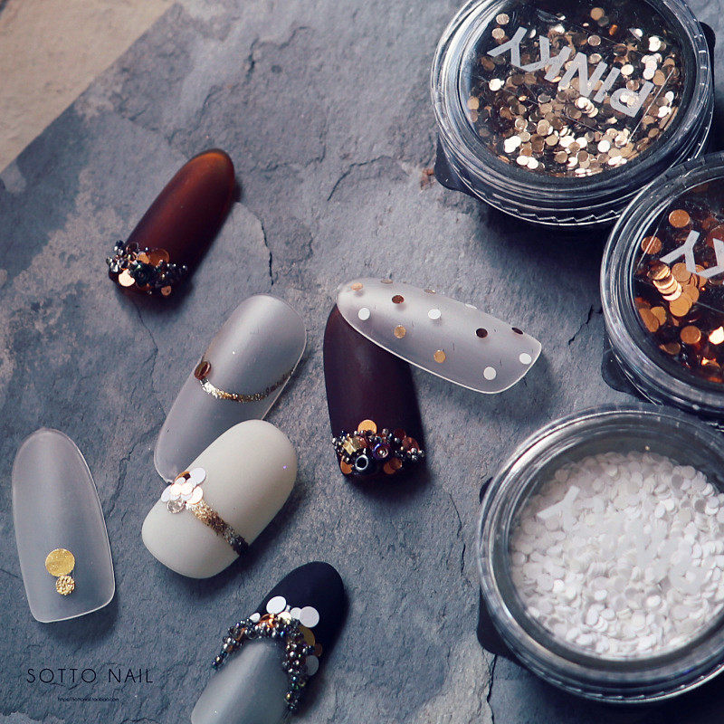 sotto美甲饰品亮片超薄咖色纯白