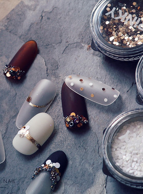 SOTTO美甲饰品亮片小圆片超薄咖色纯白金色古铜日系指甲配饰贴片