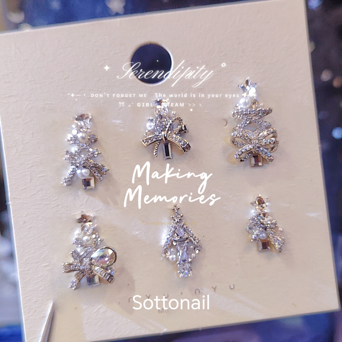 XMT设计高品锆石钻圣诞树拼贴美甲钻超闪东洲钻材料包K9闪银白钻