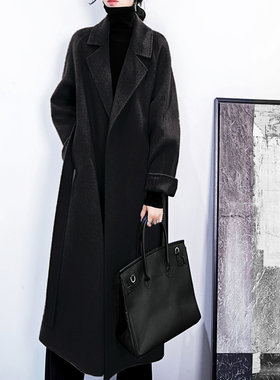 2025冬装新款赫本风黑色显瘦双面羊绒羊毛呢大衣女冬加厚毛呢外套