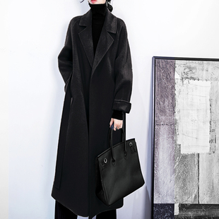 2025冬装 赫本风黑色显瘦双面羊绒羊毛呢大衣女冬加厚毛呢外套 新款