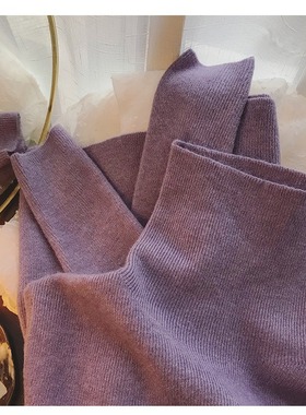 2024秋冬装新款紫色高领毛衣女内搭设计感加厚冬季针织打底衫