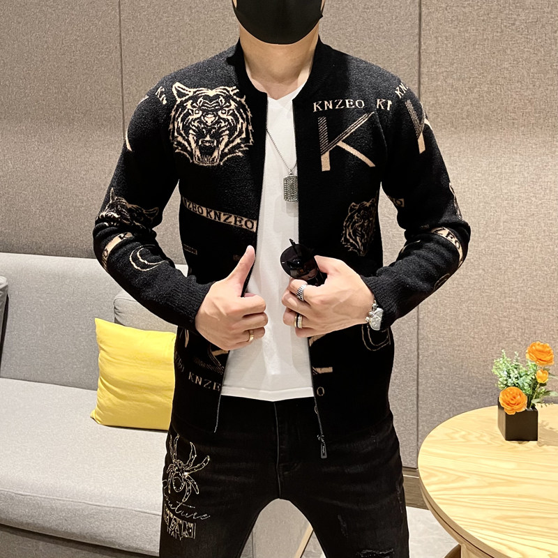 2021秋冬新款男士夹克开衫高品质提花刺绣天鹅绒外套X222P145，男装夹克，电商D230