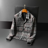 2026春装新款男士休闲夹克衫西装领条纹字母外套JK595P138平铺，男装夹克，电商D230