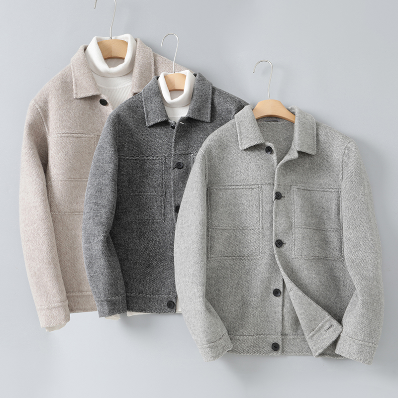 2024阿尔巴卡男士双面羊毛夹克西服外套毛呢大衣Y8860P330控498，男装毛呢大衣，电商D230