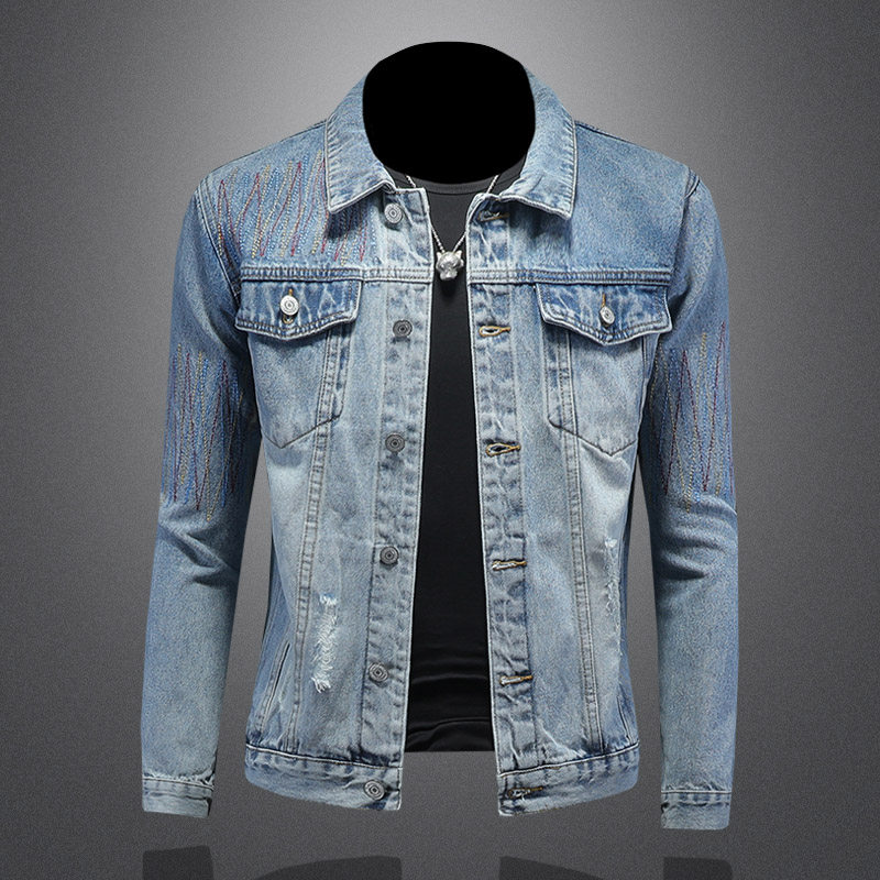 2026春装新款男士休闲牛仔夹克衫水洗外套工装款N321P128镂空，男装夹克，电商D230