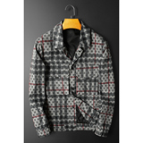 2026春装新款男士休闲夹克衫西装领条纹字母外套JK595P138平铺，男装夹克，电商D230