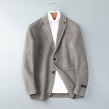 2025秋冬男士双面羊毛夹克西服外套暗纹毛呢大衣Y6603P330控598，男装毛呢大衣，电商D230