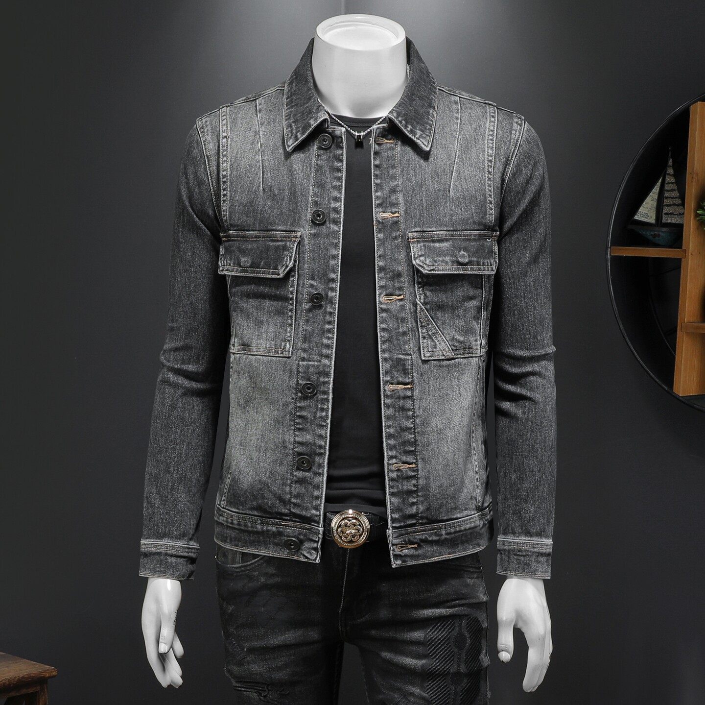 2026春装新款男士休闲牛仔夹克衫水洗外套工装款N9608P138假模，男装夹克，电商D230