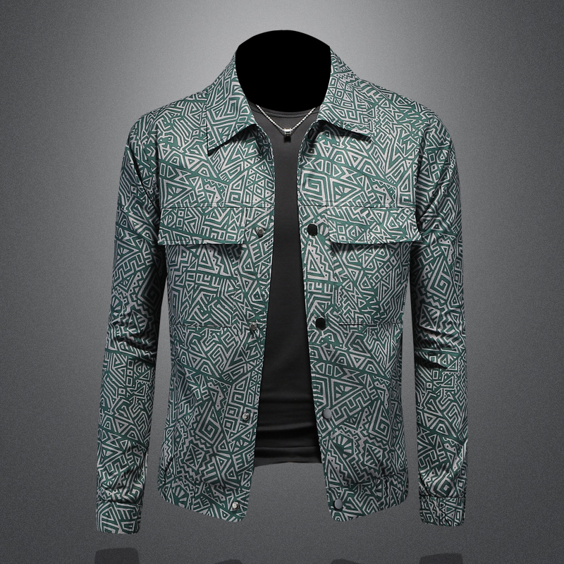 2024秋装新款男士工装休闲夹克衫西装领印花外套JK702P155镂空，男装夹克，电商D230